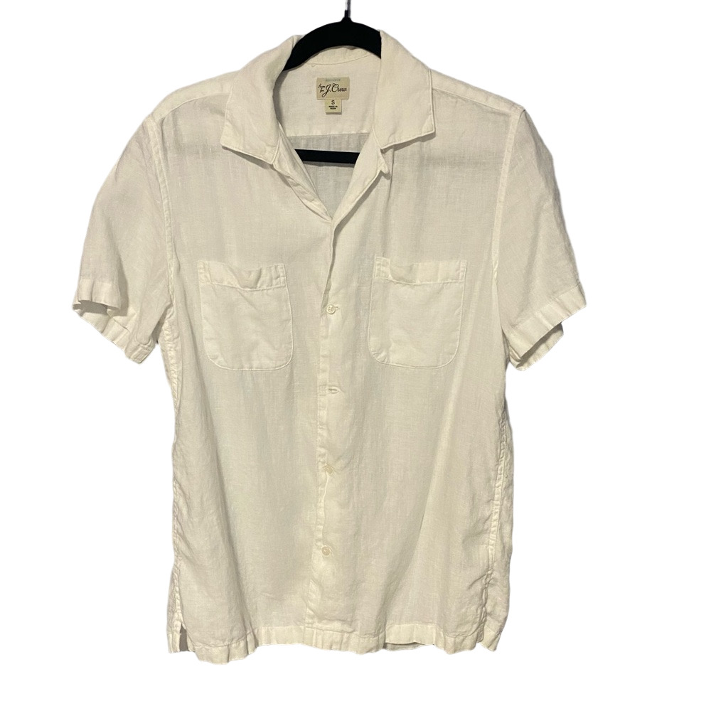 J.Crew Men’s White Baird McNutt Irish Linen Shirt Small Coastal Chic Minimalist